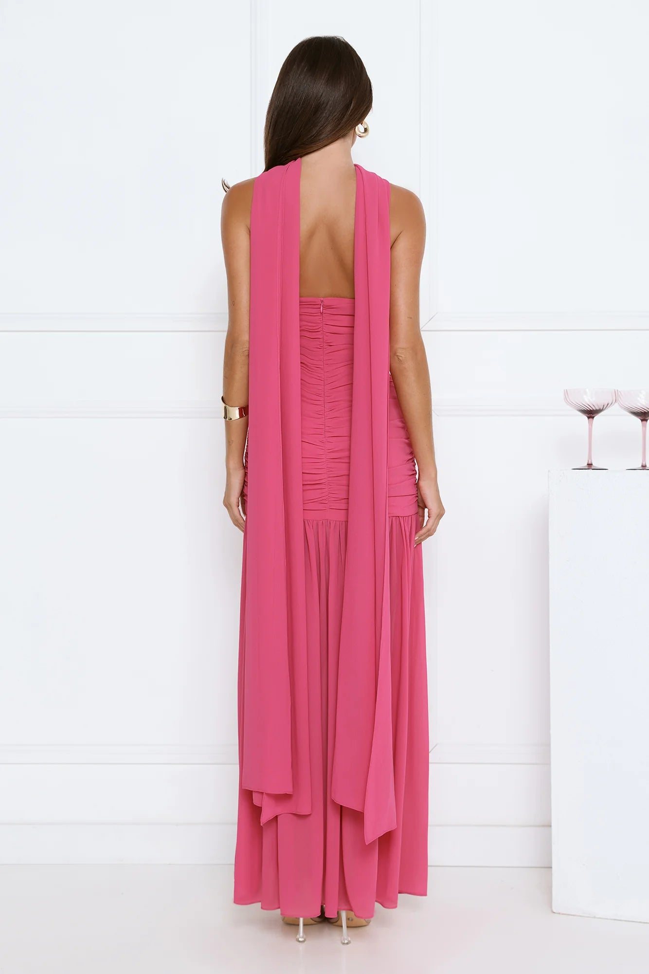 Soire Glow Strapless Maxi Dress Pink