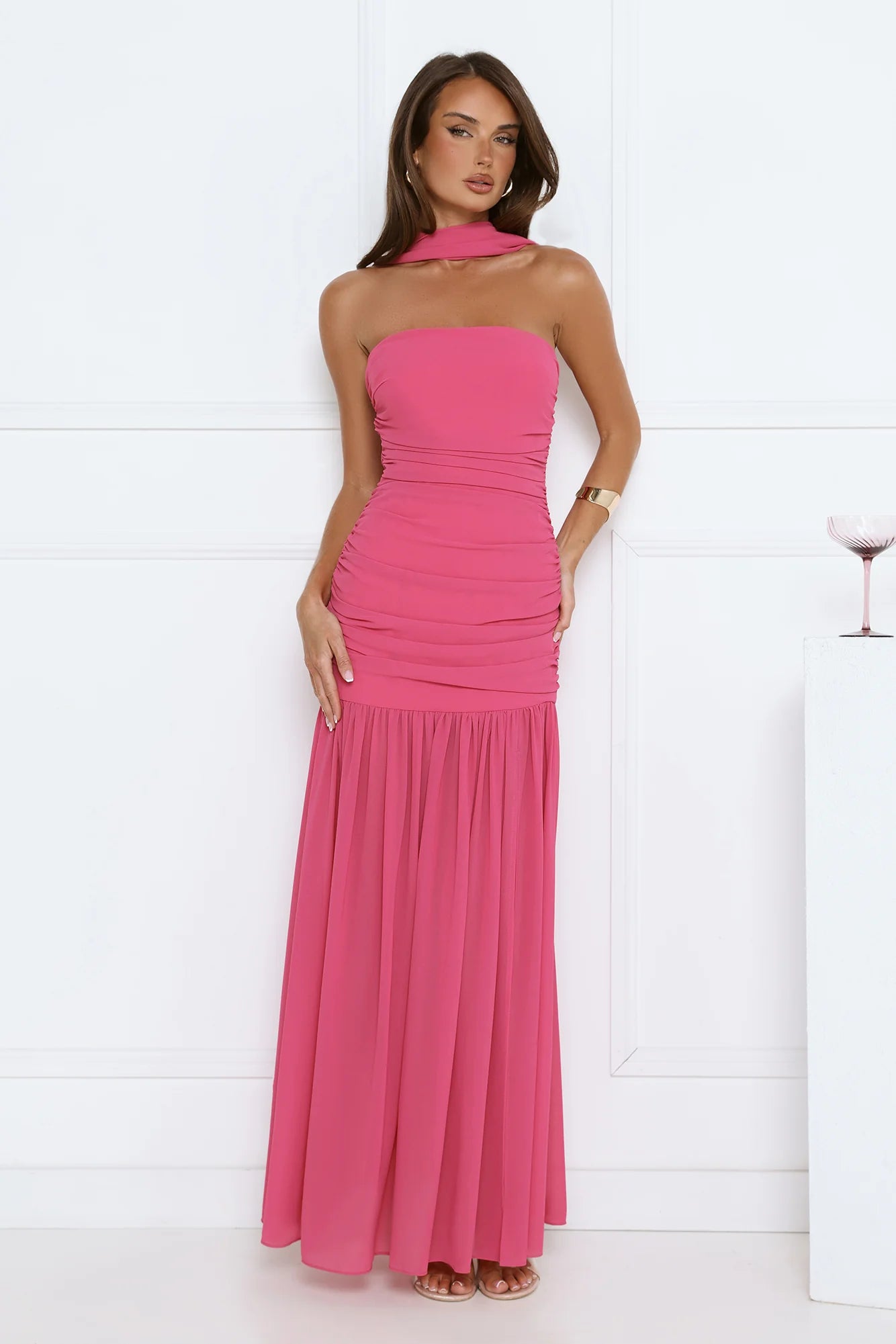 Soire Glow Strapless Maxi Dress Pink